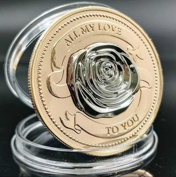 Trójwymiarowa Róża Miłości ZŁOTO Ślub Pamiątka Rocznica Prezent