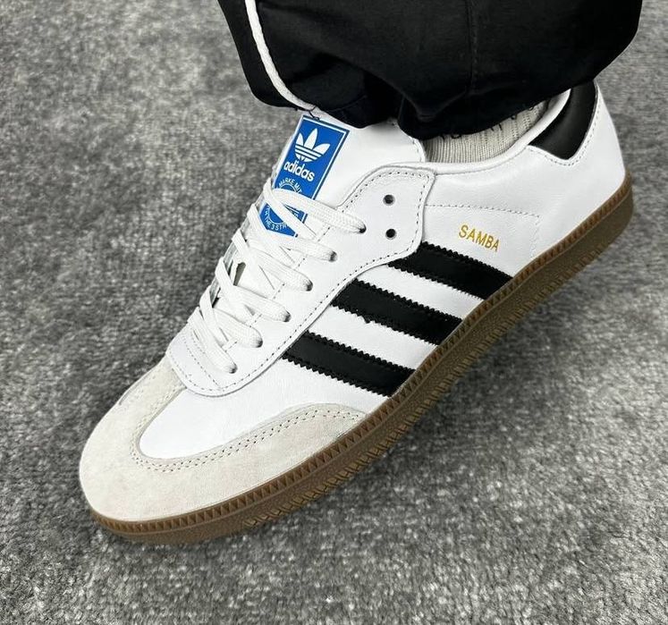 Люксові кросівки Адідас Самба, Samba білі