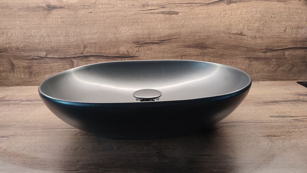 Umywalka nablatowa Cersanit Owalna 50 Antracyt z korkiem