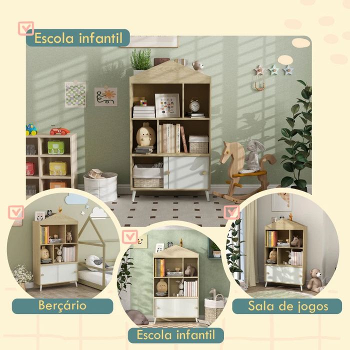 AIYAPLAY Estante Infantil com 4 Compartimentos Estante de Livros para