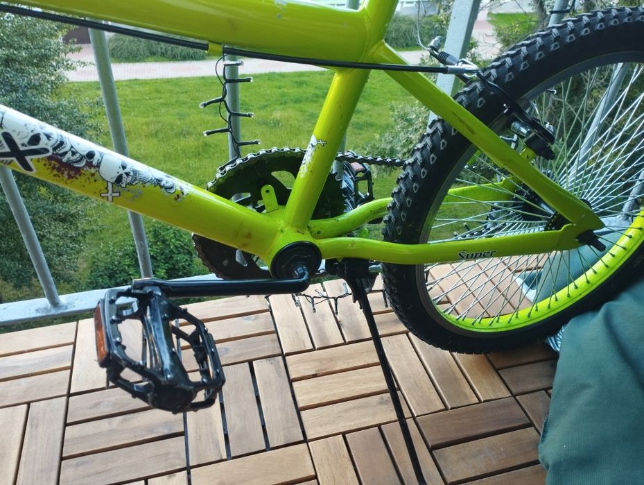 Rower BMX jaskrawo zielony pegi koła 20 cali