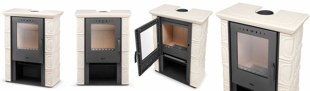 Piec kominek kaflowy koza ELDUR cappuccino ECO Design 2022 MONTAŻ