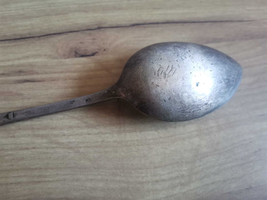 Stara przedwojenna wielka łyżka 27 cm, BM Domart GW. 10 lat, plater II RP