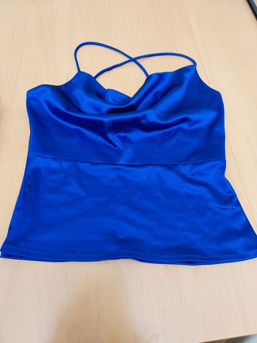 Niebieska bluzka - taliowany top Indygo Kobalt