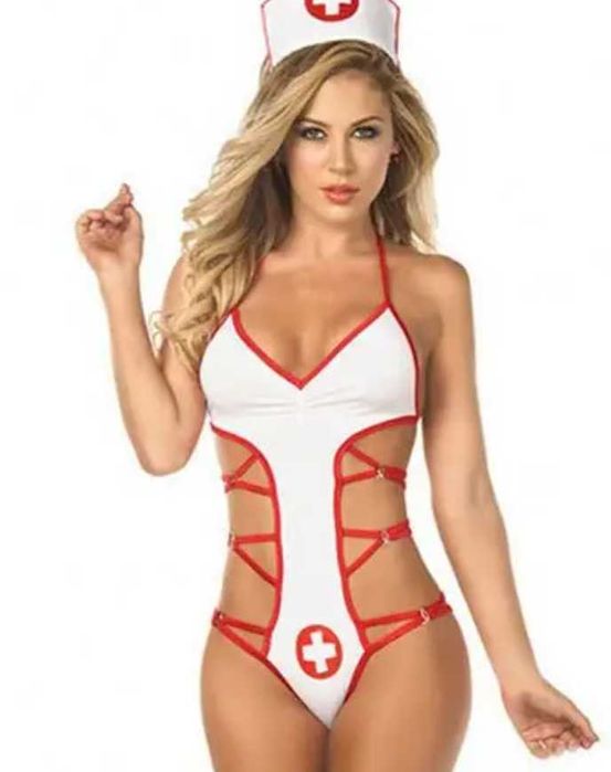 P004 sexy komplet erotyczny kostium pielęgniarki S/M