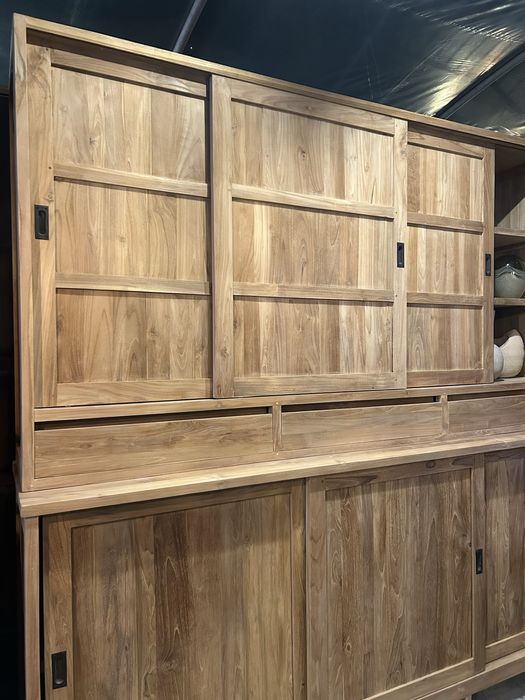 Kredens XXL biblioteka drewniana TEAK farmhouse szafa