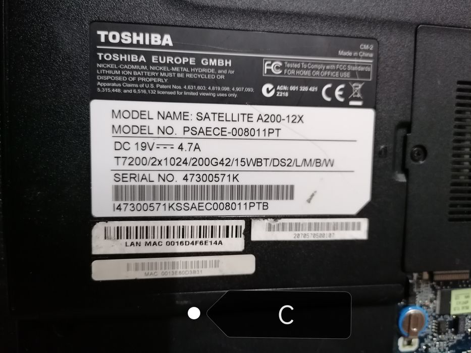 Toshiba :para PEÇAS