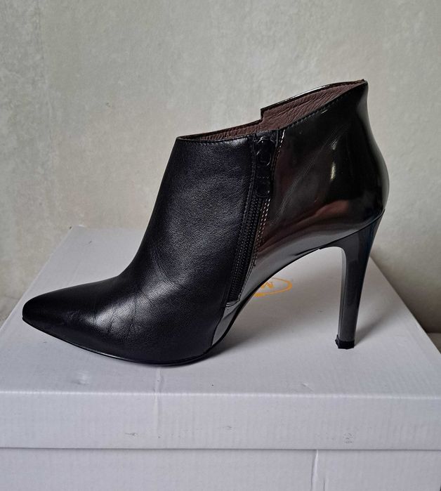 Botki Nero Giardini czarne skórzane szpilki obcasy