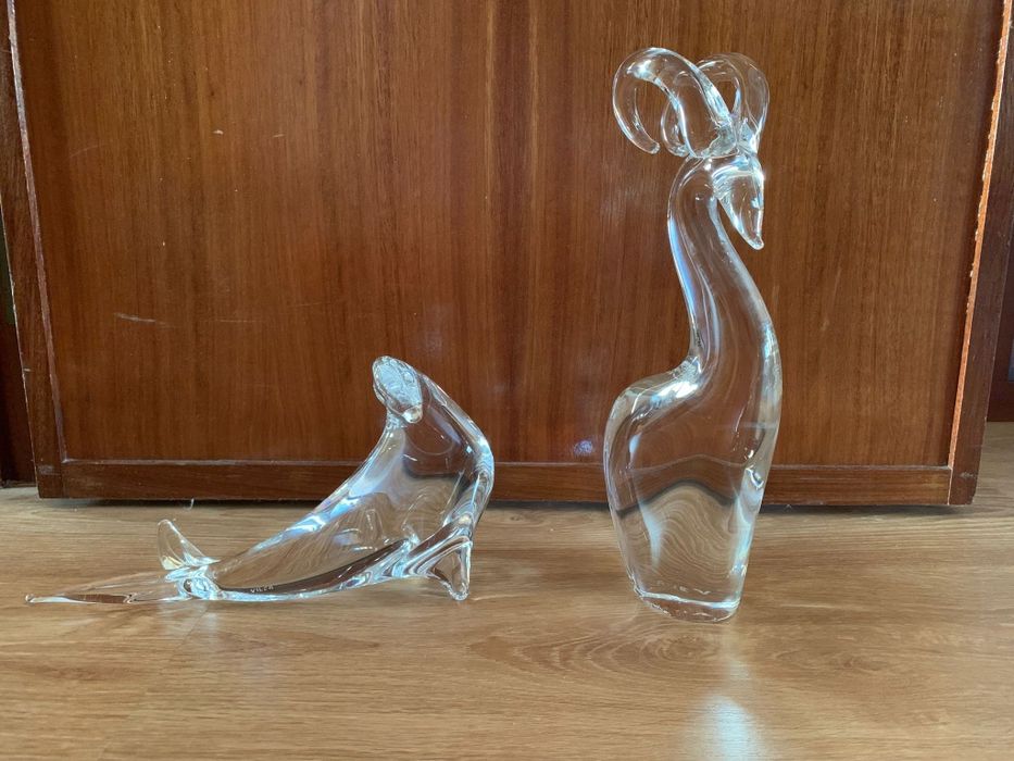 Estatuetas cristal veado e foca