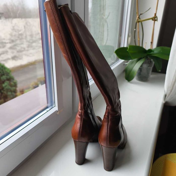 Kozaki skórzane Lasocki - rozmiar 36 , brązowe, jak nowe