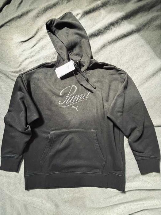 Nowa czarna bluza z kapturem PUMA Script Comfort Hoodie z metką - Rozmiar M damska