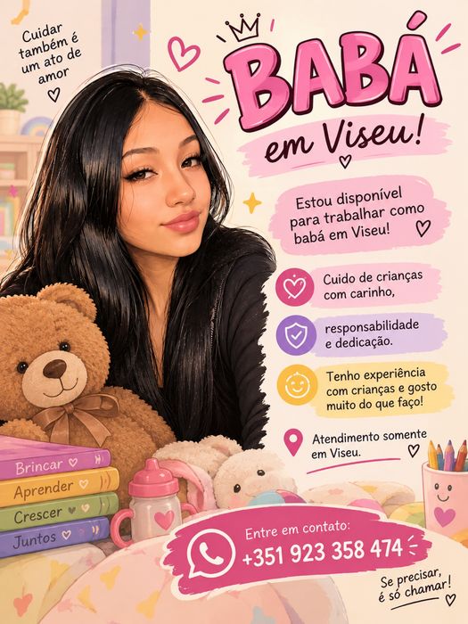 Babá em Viseu! Cuido de crianças com carinho, responsabilidade e atenção | Disponibilidade flexível