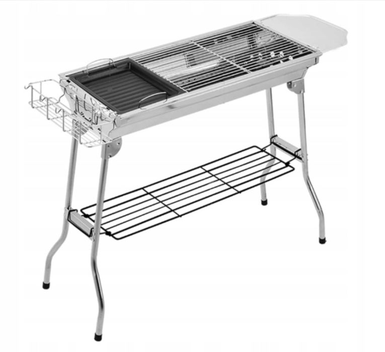 Grill prostokątny węglowy składany duży Relaxdays 73 x 33,5 cm
