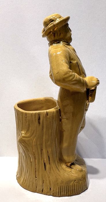 Rara antiga fosforeira figurativa em cerâmica alemã  “yellowware” de Anton Tschinkel