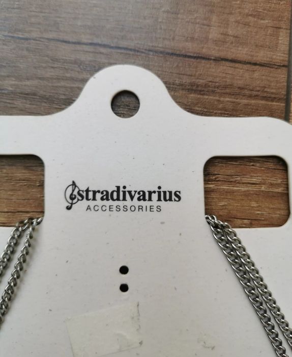 Nowy naszyjnik Stradivarius srebro granat zamsz