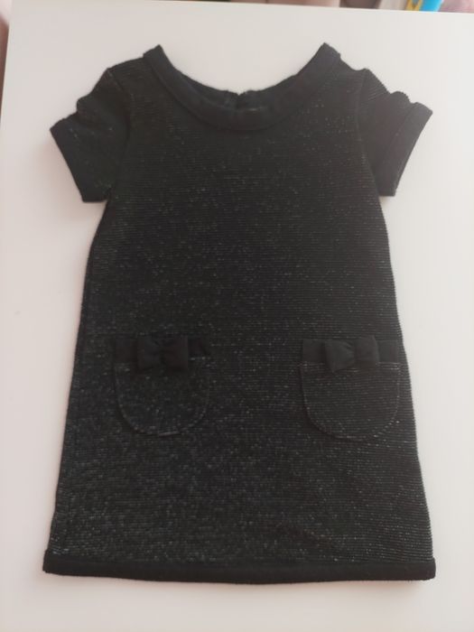 Czarna sukienka z krótkim rękawem young dimension 9-12m 74-80cm