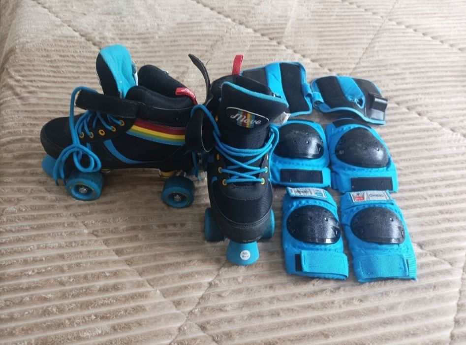 Patins, cotoveleiras e joelheiras