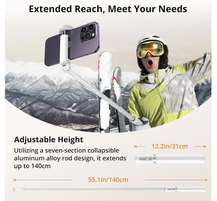 Селфі-палка-трипод ATUMTEK 1.3м з Bluetooth пультом