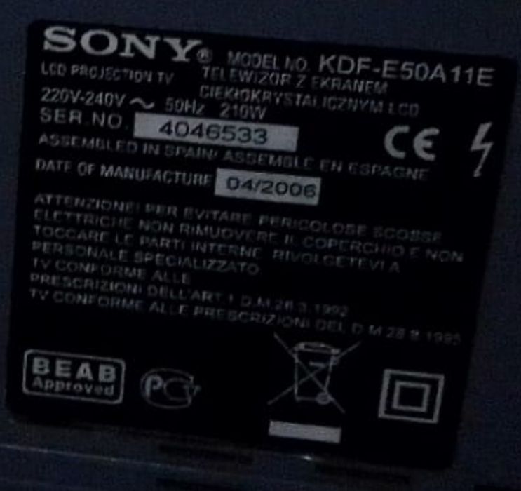 Vendo Sony Bravia E50A11E