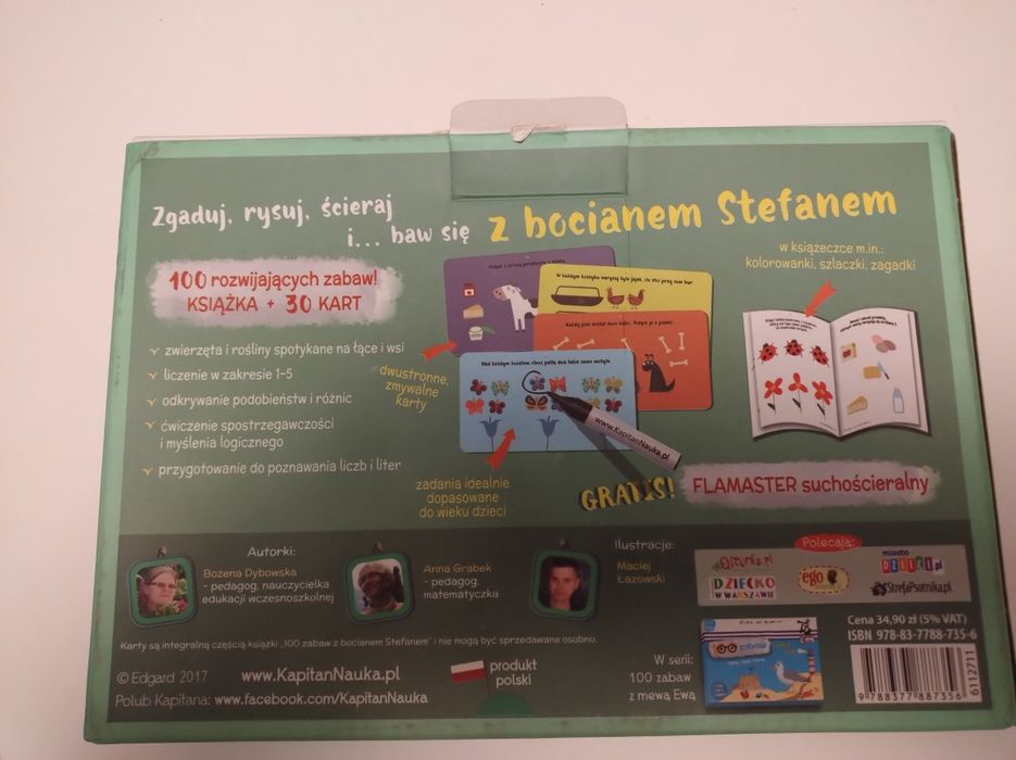 100 zabaw z bocianem Stefanem - książka i tablice suchościeralne