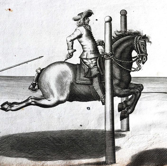 ARTE EQUESTRE rara gravura séc. XVIII