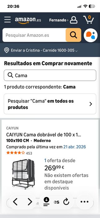 Vendo cama dobrável para uma pessoa