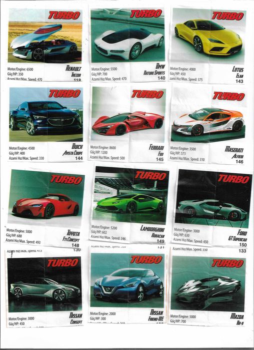 Obrazki z gumy Turbo 2017 Extreme 51 sztuk