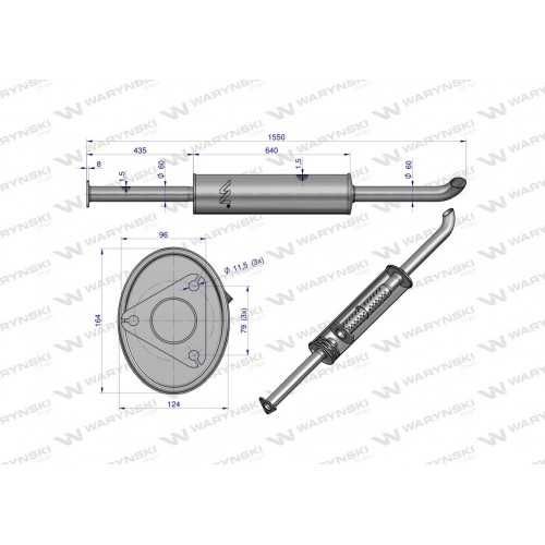 Tłumik prosty długi 1550mm 8kg C-385 INOX WARYŃSKI
