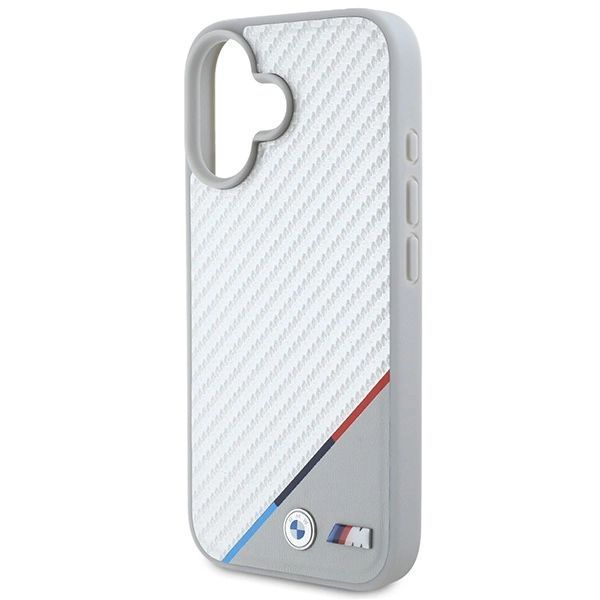Etui BMW M Carbon Tricolor Line MagSafe na iPhone 16 - szare