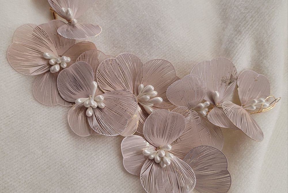 Ozdoba do wlosow pudrowy róż + złoto