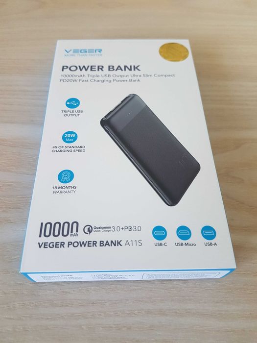 Powerbank Veger A11S 10 000 mAh czarny