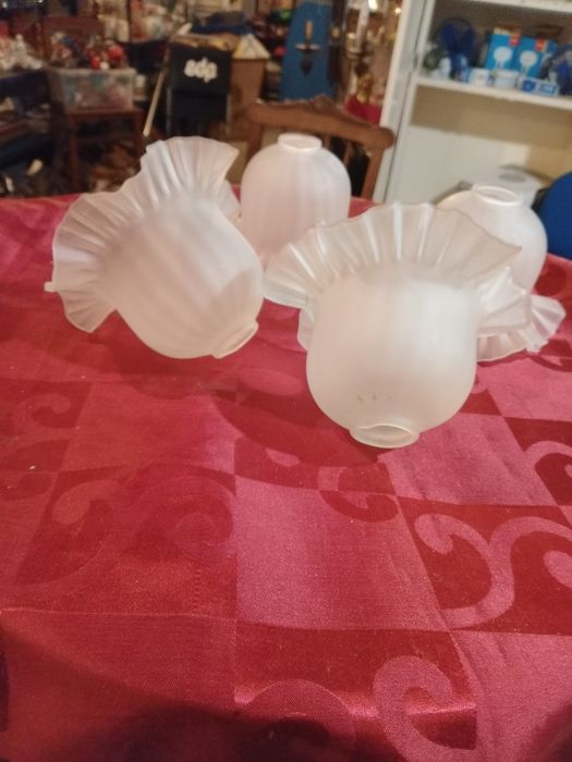 4 Abajures de vidro fosco