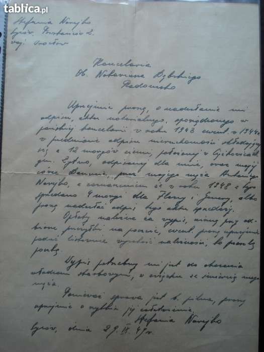 stare pismo prawnicze - Radomsko 1949