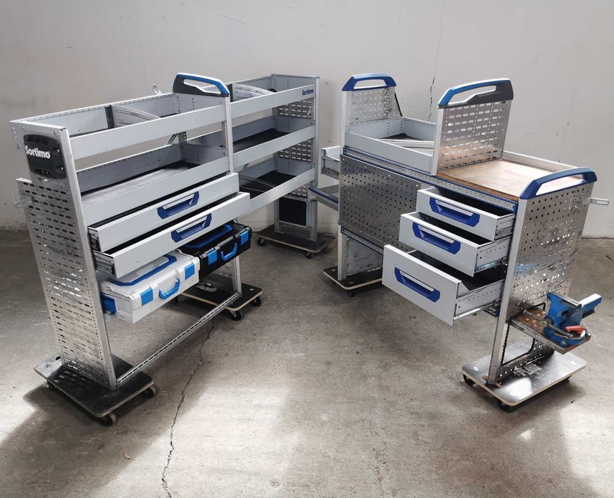 Regały szafki półki do busa zabudowa serwisowa warsztat ZESTAW SORTIMO