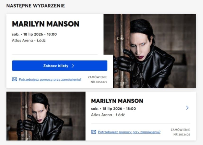 Bilety dwa na Marilyn Manson