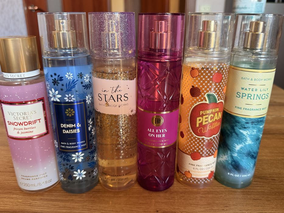 Спреї від Bath and body works, Victoria secret та лосьйони