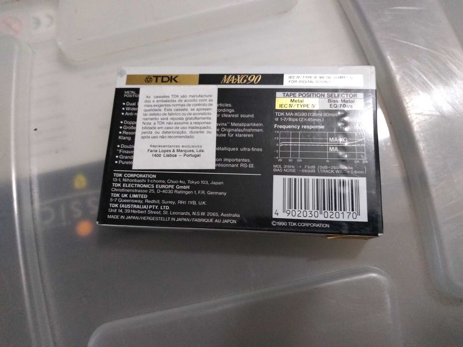 Cassetes de áudio VINTAGE, TDK MA-XG 90, NOVAS!