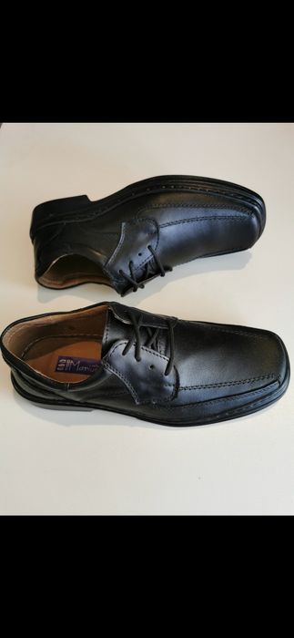 Skórzane Buty Męskie Lekkie Wygodne Czarne  M  193