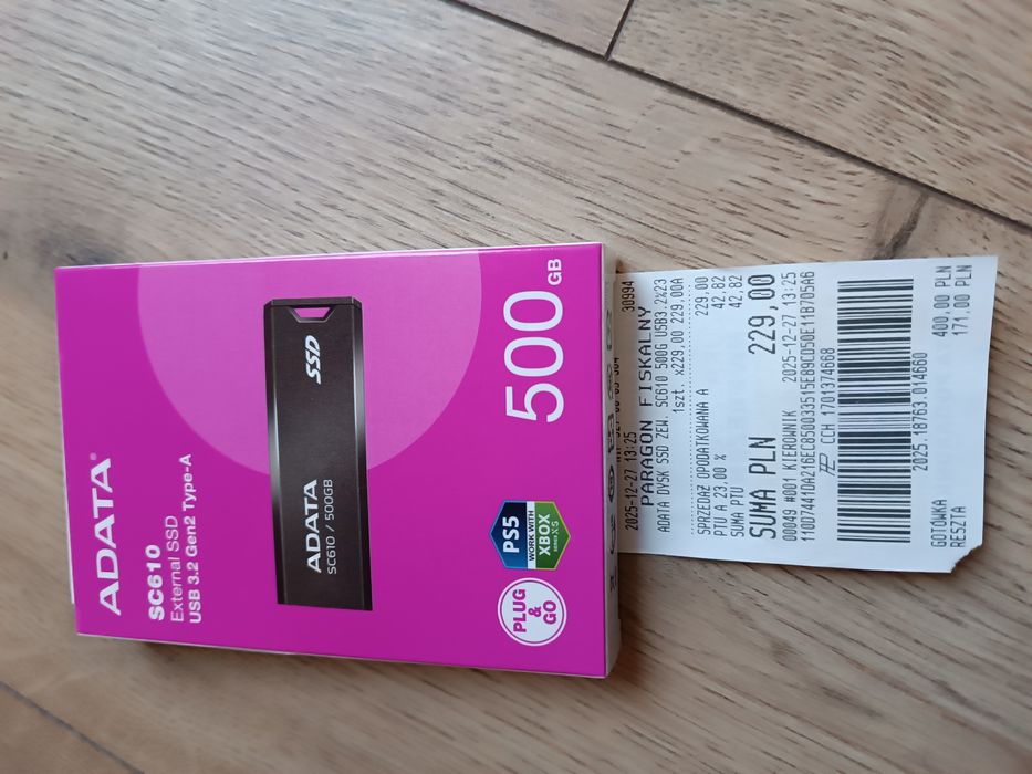 Dysk  SSD ADATA SC610 500GB USB 3.2
Dysk Adata SC610 500GB USB 3.2 Cza