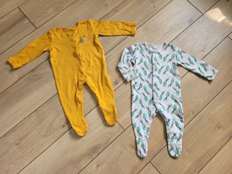 Pajace 2szt niemowlęce 62 0-3 noworodek piżama śpiochy 2pak unisex