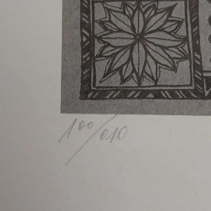 Grafika Jörg Shimon Schuldhess | Ryba wspierana przez dwóch sceptyków | serigrafia 1971