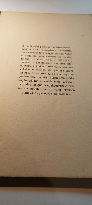 Versos de Ilídio de Carvalho (1938, Numerado) Edição Especial