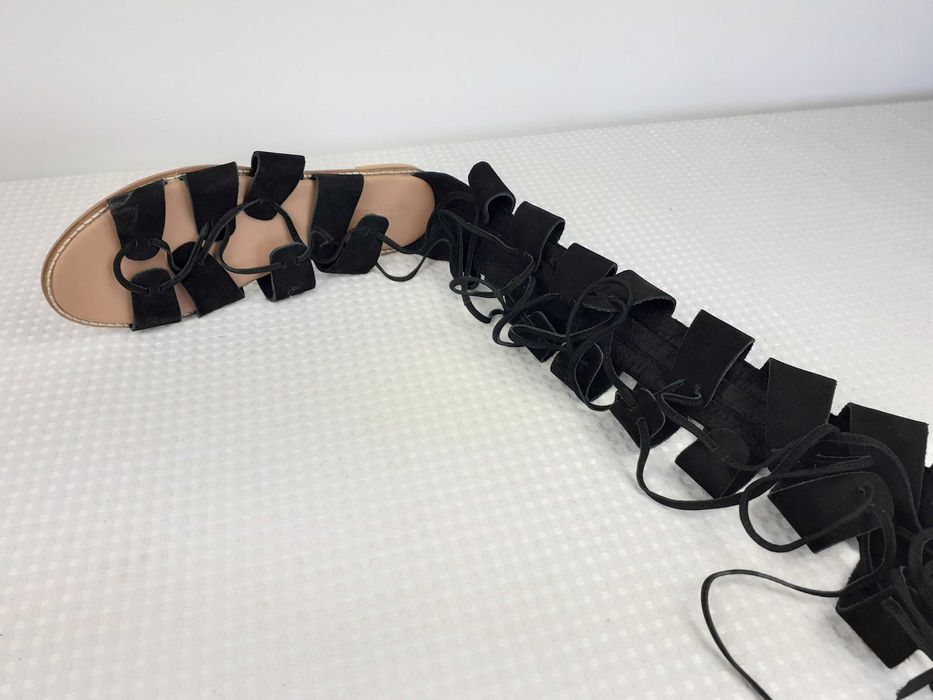 buty czarne zamszowe rzymianki gladiatorki