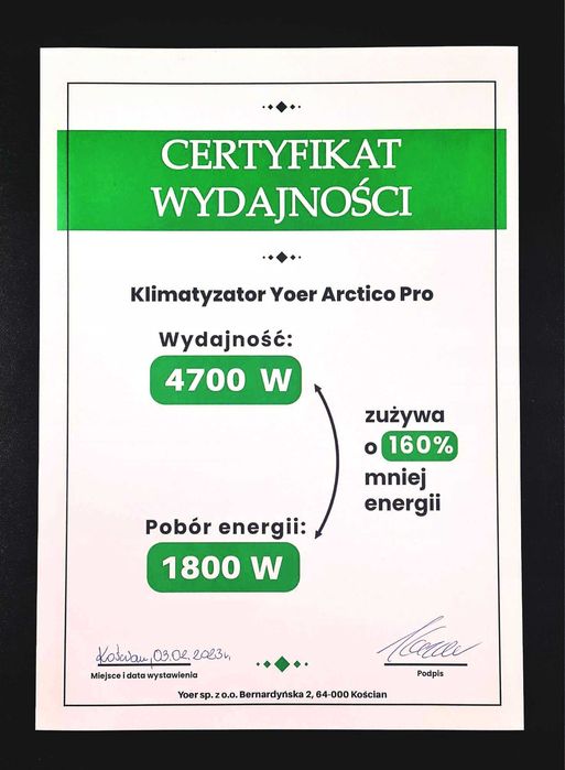4w1 cichy klimatyzator przenośny Yoer 4,7kW 75m2 chłodzi i grzeje