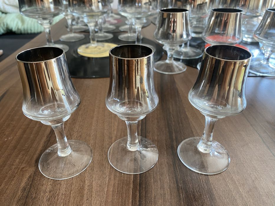 Zestaw szkło dymione PRL