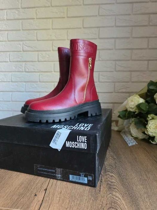 Nowe Botki Damskie 38 Skórzane Love Moschino Buty Damskie 38