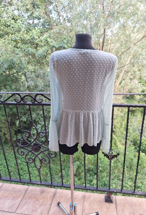 Miętowa bluzka hiszpanka długie rękawy Primark rozmiar S 36