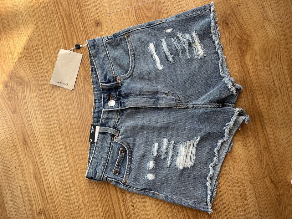 Spodenki jeansowe szorty Monki Kelly denim distressed 26 S