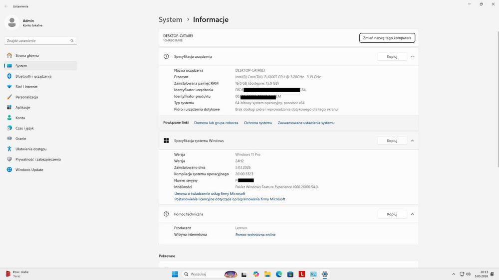 Bardzo szybki komputer  Lenovo M710q 16Gb Ram 512 Nvme serwer waves