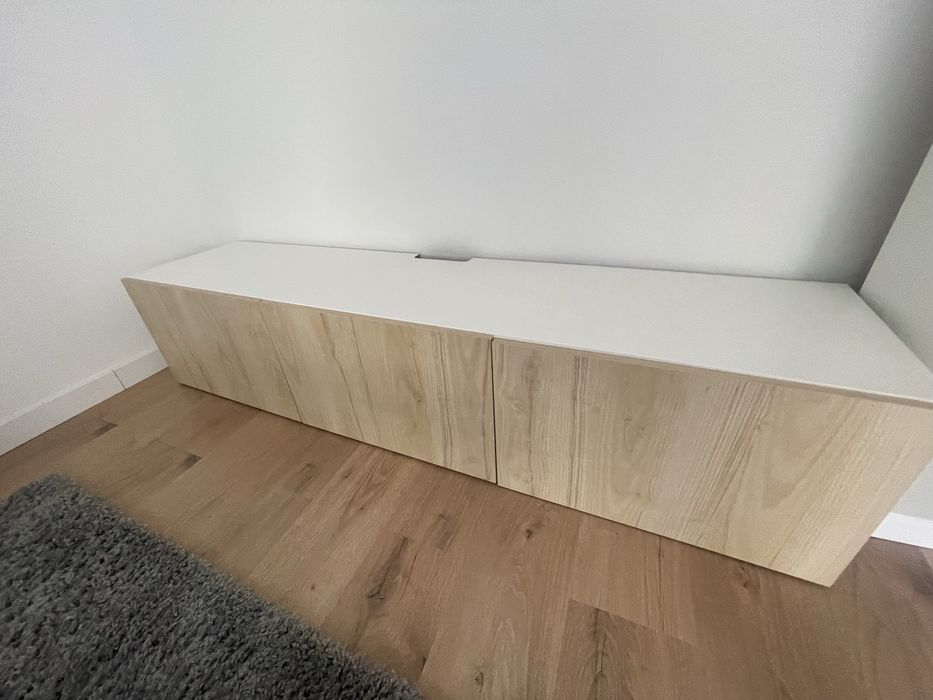 Móvel TV com 3 portas, carvalho e branco